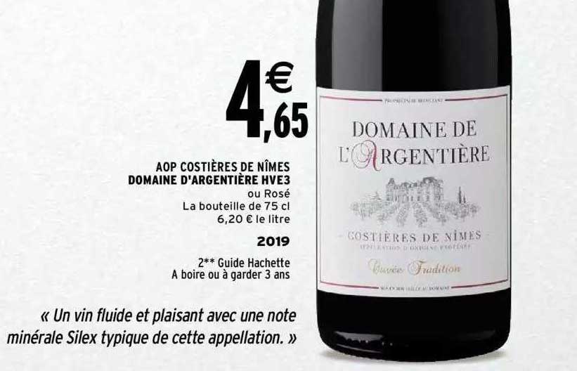 aop costières de nîmes domaine d'argentière hve3 2019