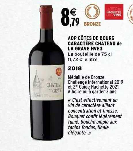 aop côtes de bourg caractère château de la grave hve3 2018