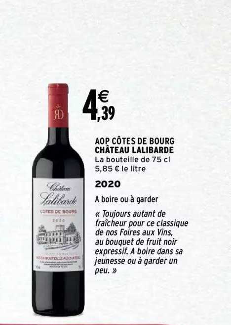 aop côtes de bourg château lalibarde 2020