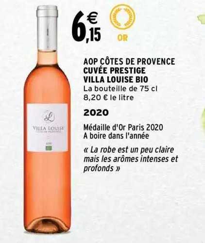 aop côtes de provence cuvée prestige villa louise bio 2020