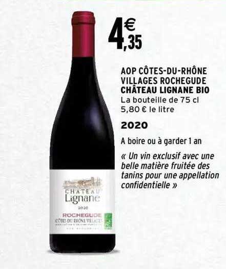 aop côtes-du-rhône villages rochegude château lignane bio 2020