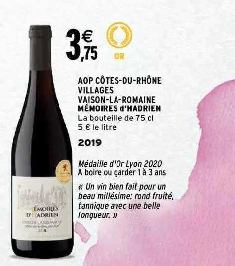aop côtes-du-rhône villages vaison-la-romaine mémoires d'hadrien 2019