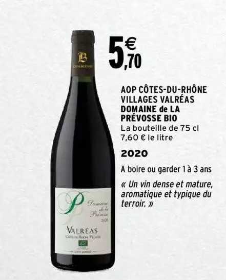 aop côtes-du-rhône villages valréas domaine de la prévosse bio 2020