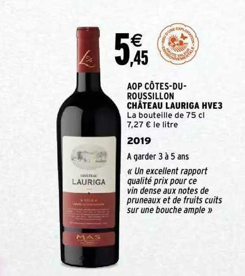 aop côtes-du-roussillon château lauriga hve3 2019