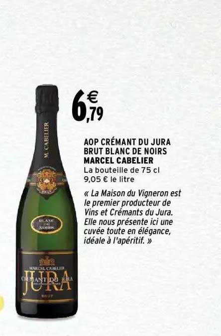 aop crémant du jura brut blanc de noirs marcel cabelier