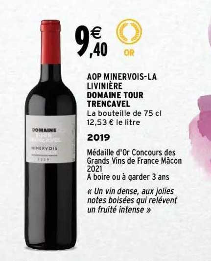 aop minervois-la livinière domaine tour trencavel 2019