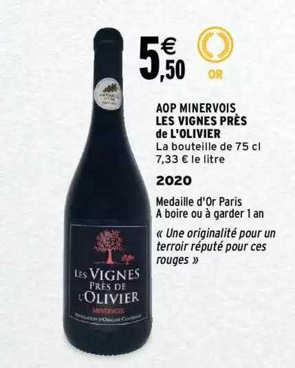 aop minervois les vignes près de l'olivier 2020