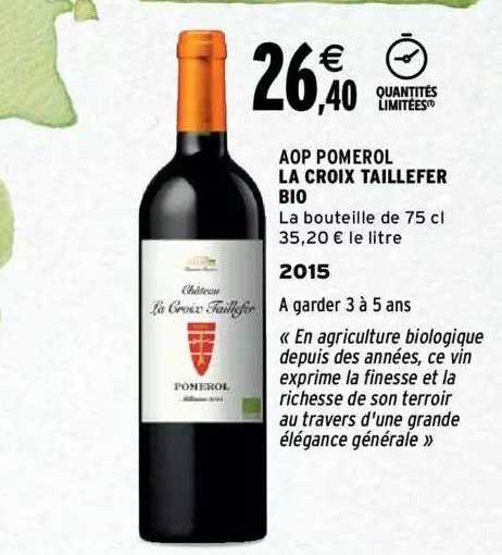 Aop Pomerol La Croix Taillefer Bio 2015