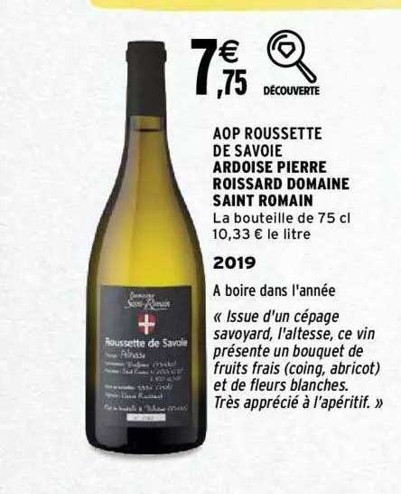 aop roussette de savoie ardoise pierre roissard domaine saint romain 2019