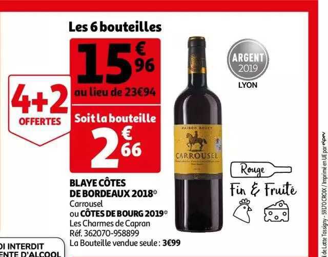 blaye côtes de bordeaux 2018 carrousel ou côtes de bourg 2019 les charmes de capran