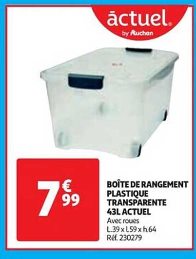 Boîte De Rangement Plastique Transparente 43l Actuel