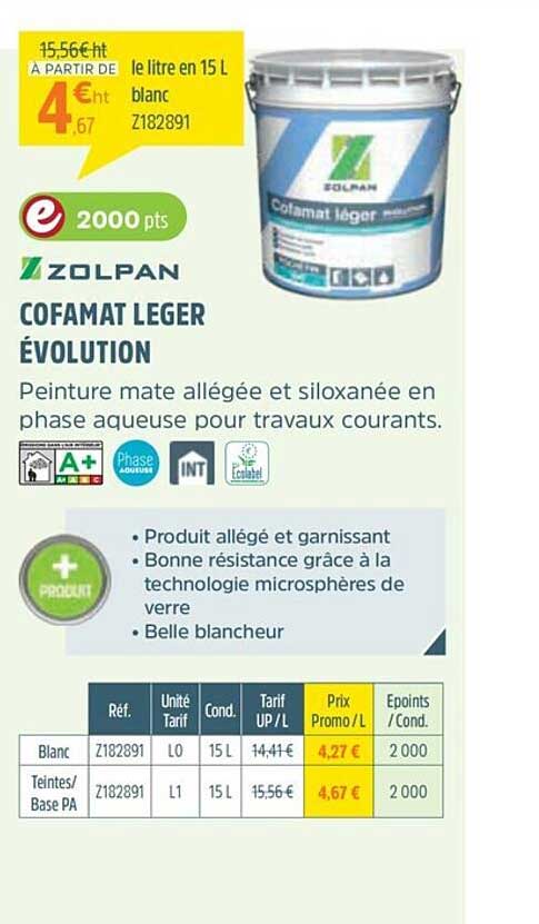cofamat léger évolution zolpan