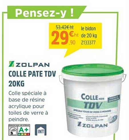 colle pate tdv 20 kg zolpan