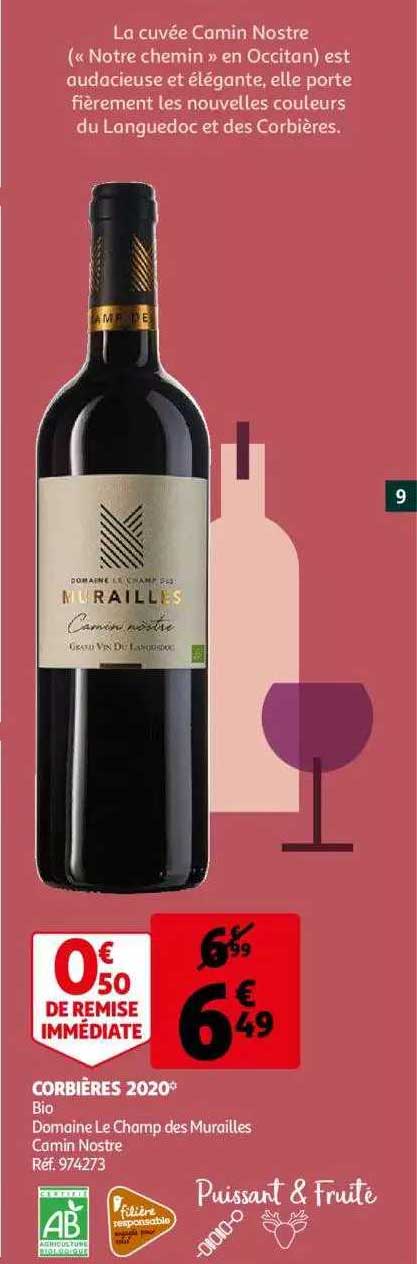 corbières 2020 bio domaine le champ des murailles camin nostre