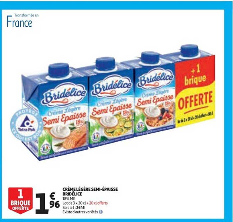 crème légère semi-épaisse bridélice