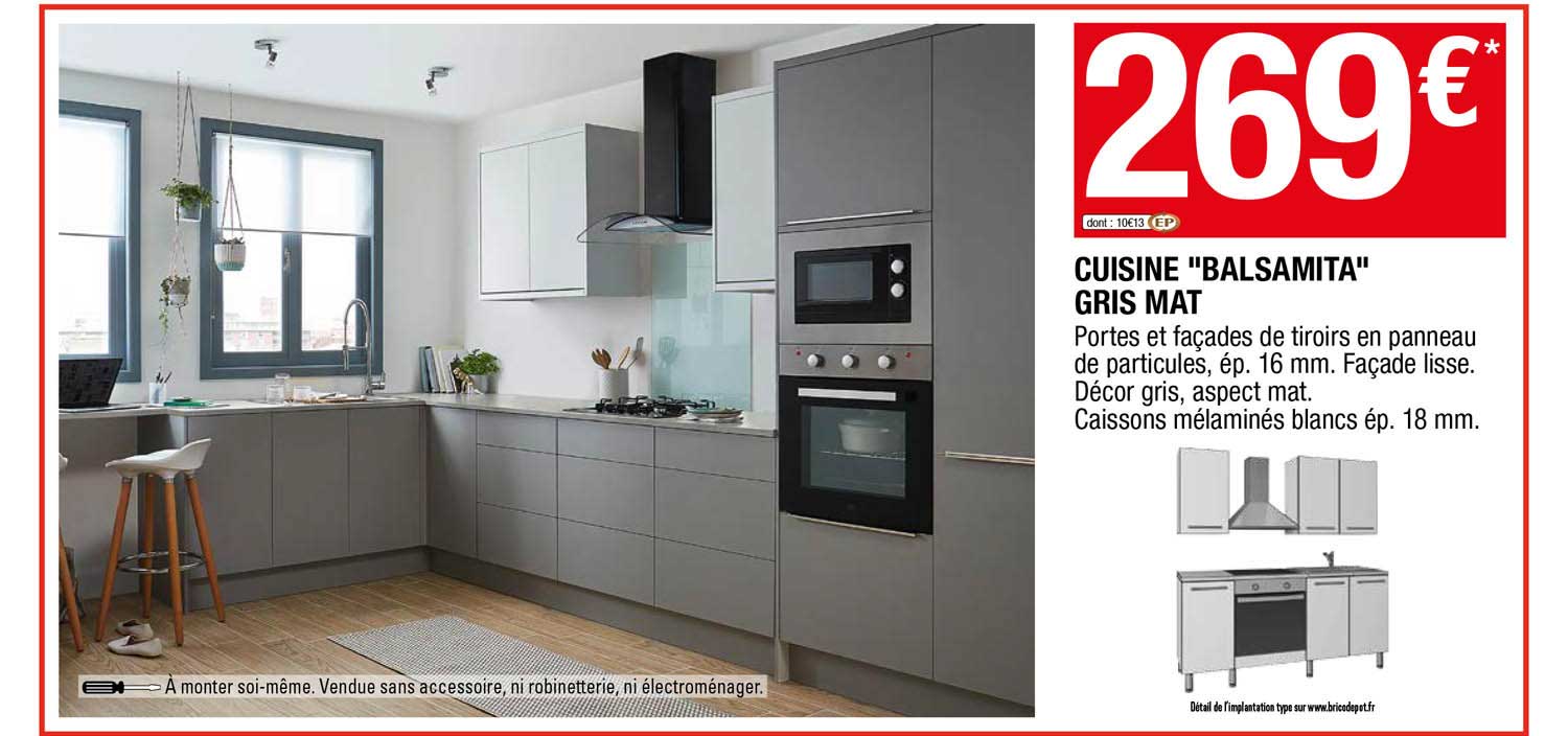 Cuisine "balsamita" Gris Mat