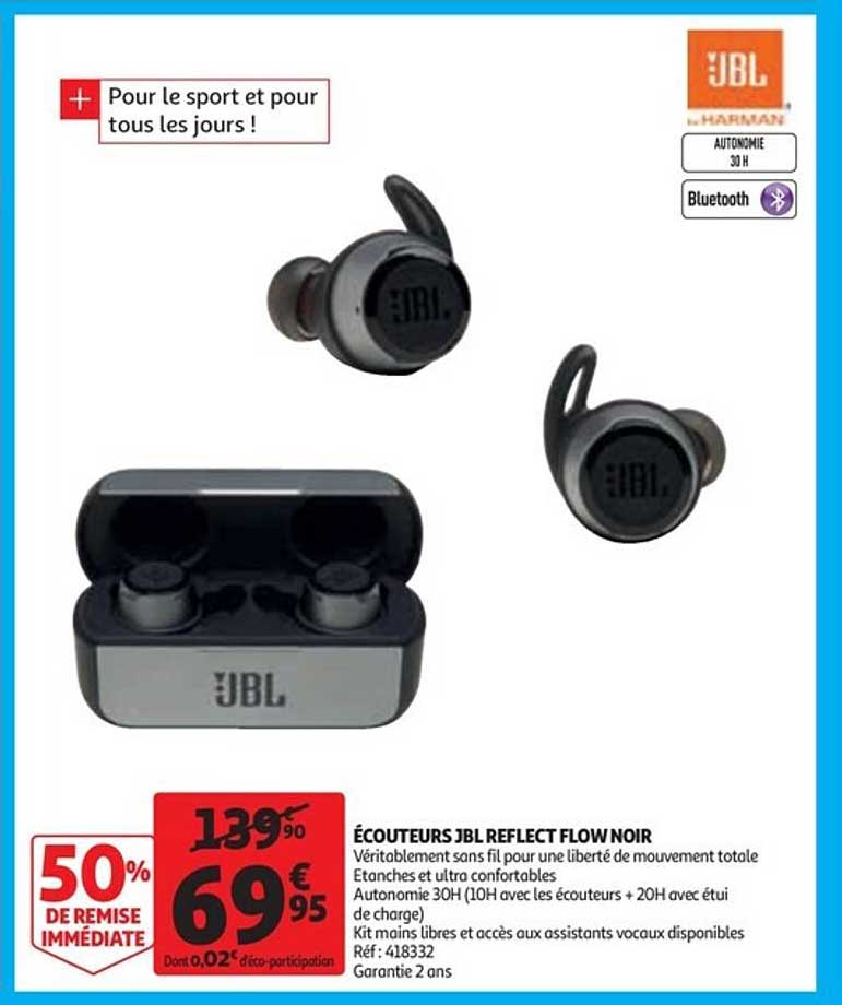 écouteurs jbl reflect flow noir jbl
