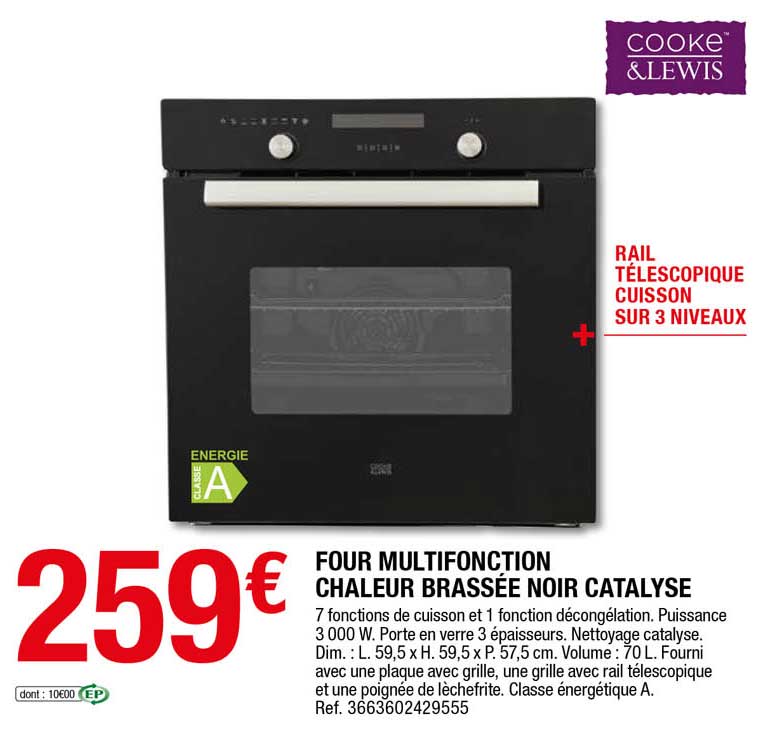 four multifonction chaleur brassée noir catalyse cooke & lewis