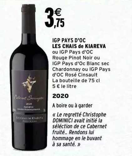 igp pays d'oc les chais de kiareva 2020