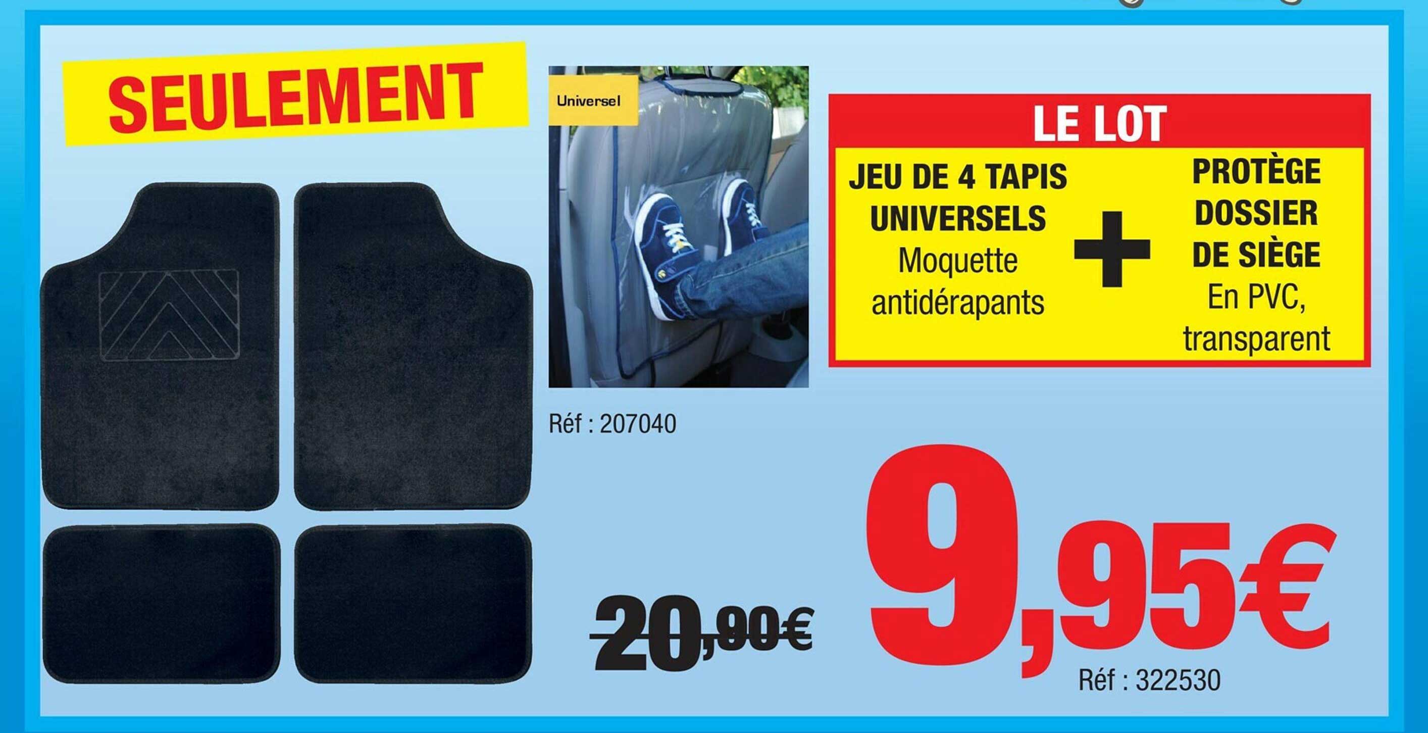 jeu de 4 tapis universels + protège dossier de siège