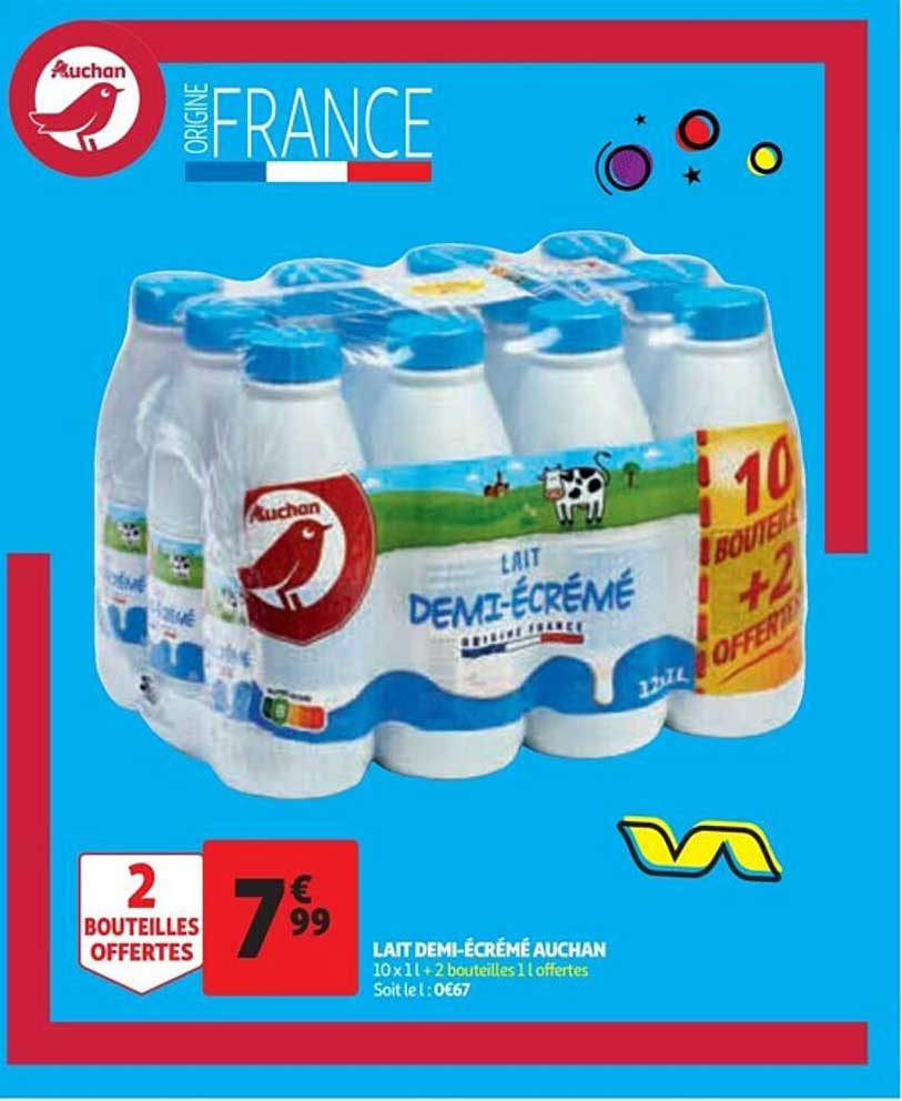 lait demi-écrémé auchan