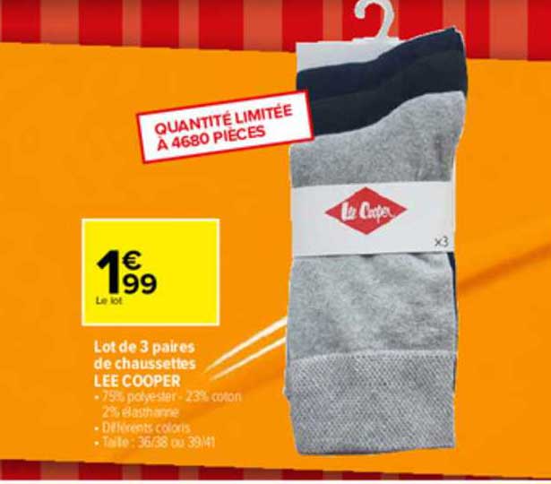 lot de 3 paires de chaussettes lee cooper
