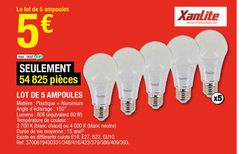 Lot De 5 Ampoules Xanlite