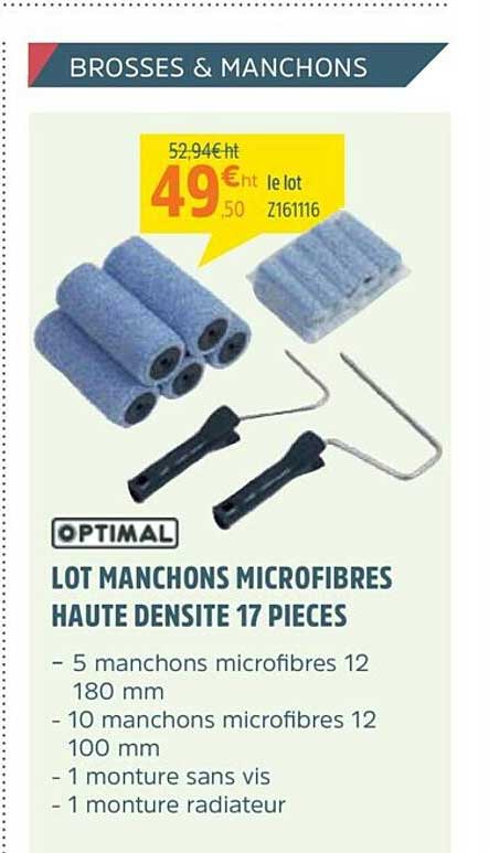 lot manchons microfibres haute densité 17 pièces optimal