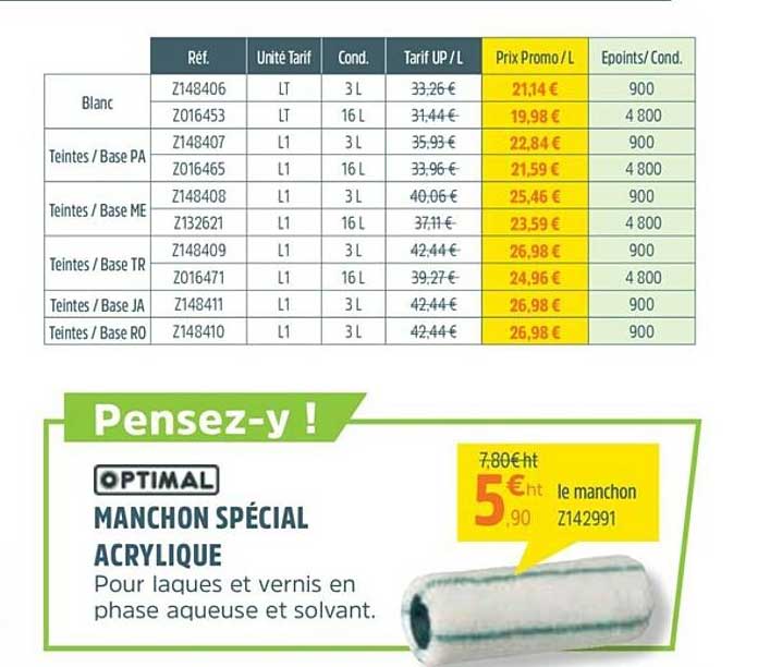 manchon spécial acrylique optimal