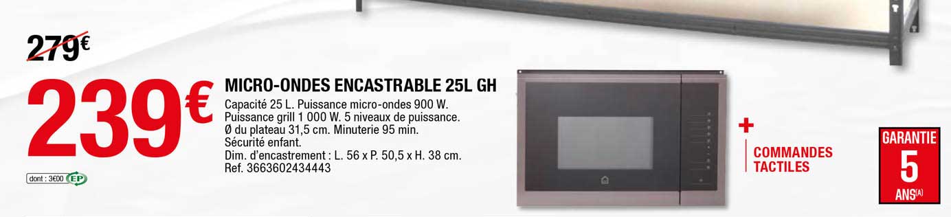 micro-ondes encastrable 25l gh