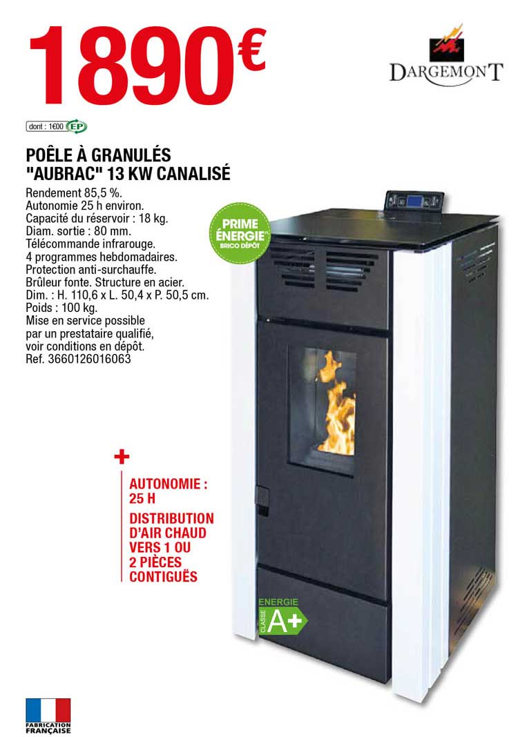 poêle à granulés "aubrac" 13 kw canalisé