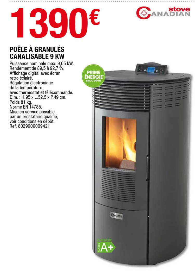 poêle à granulés canalisable 9 kw