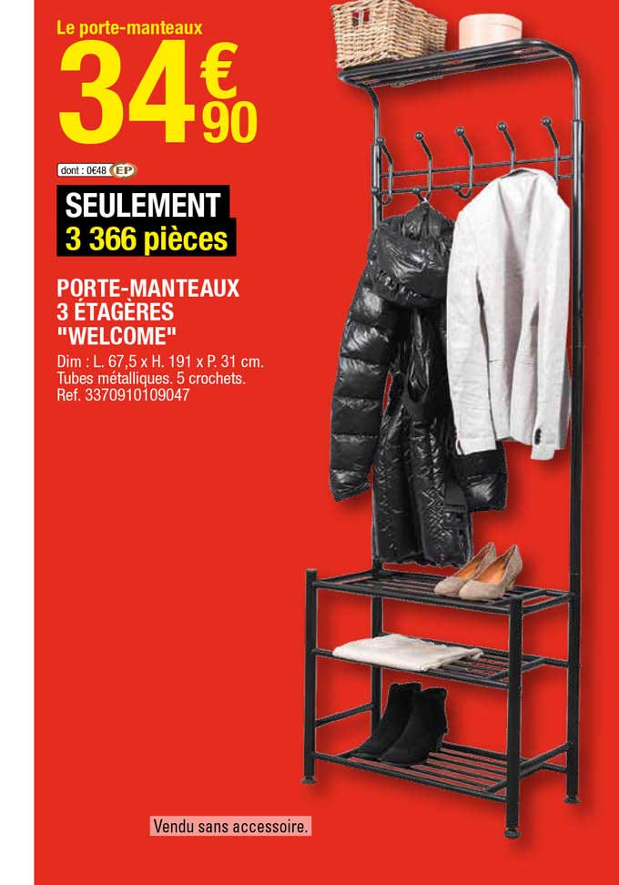 porte-manteaux 3 étagères "welcome"