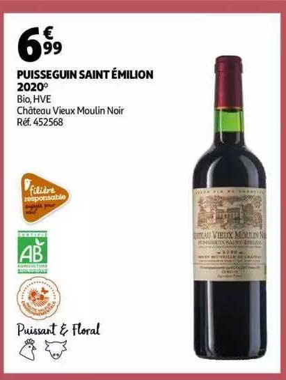 puisseguin saint émilion 2020 bio, hve château vieux moulin noir