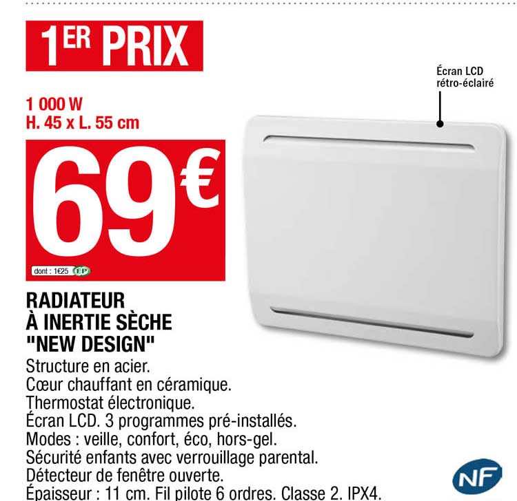 radiateur à inertie sèche "new design"