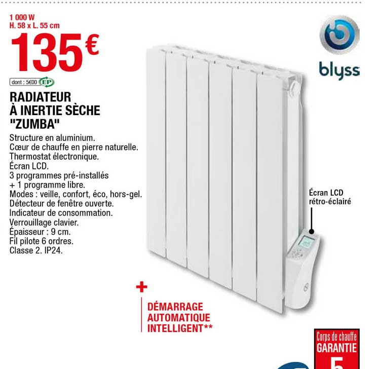 radiateur à inertie sèche "zumba"