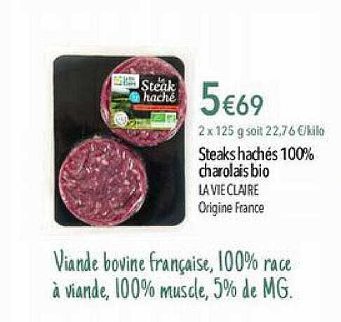Steaks Hachés 100% Charolais Bio La Vie Claire