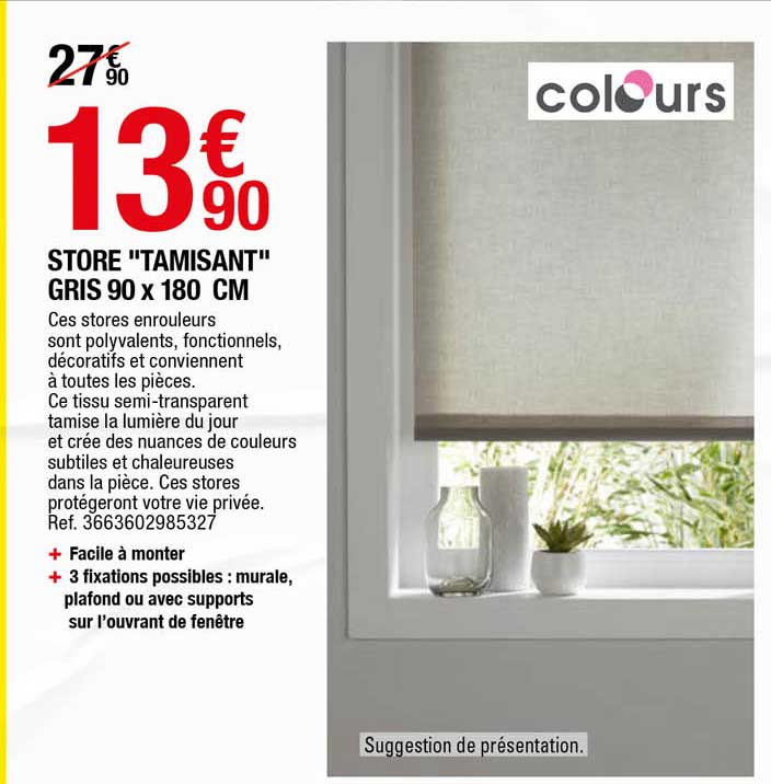Store "tamisant" Gris 90 X 180 Cm Colours