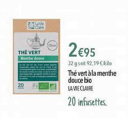 Thé Vert à La Menthe Douce Bio La Vie Claire