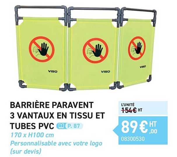 barrière paravent 3 vantaux en tissu et tubes pvc