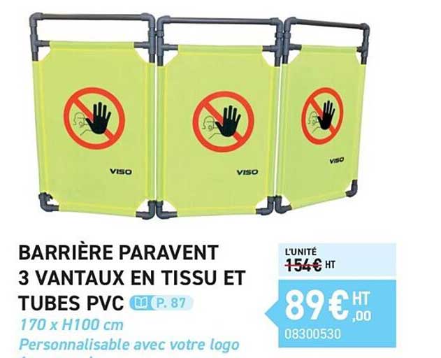 barrière paravent 3 vantaux en tissu et tubes pvc