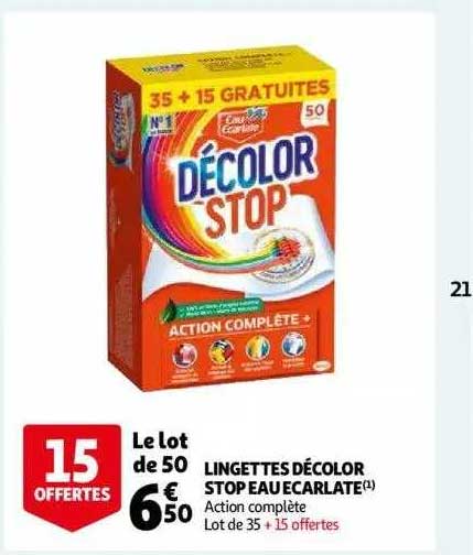 lingettes décolor stop eau écarlate