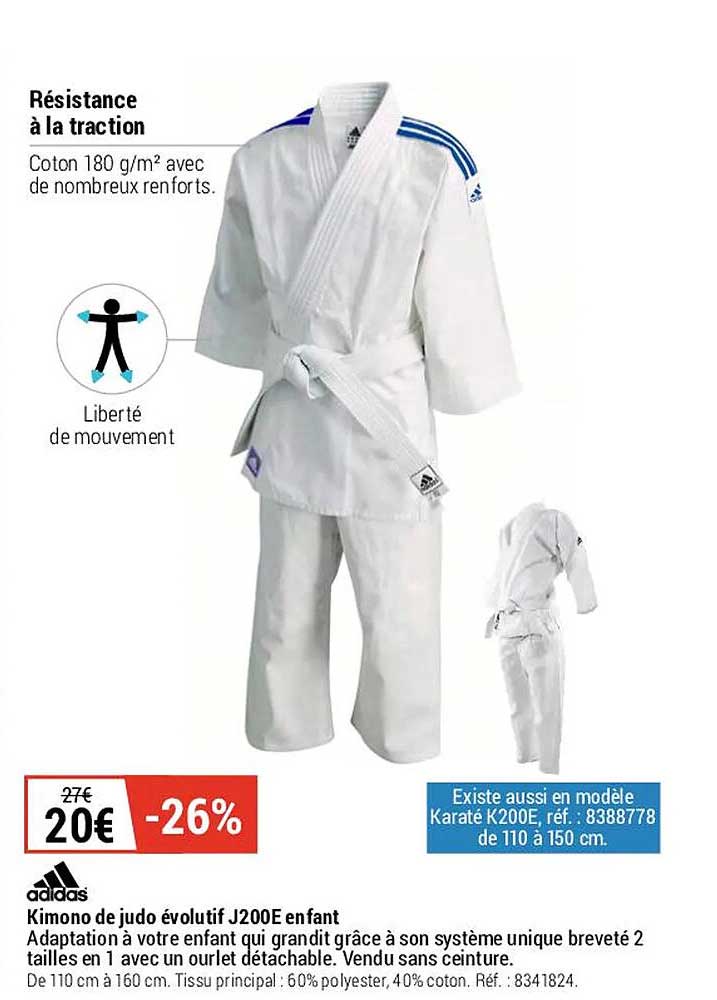 kimono de judo évolutif j200e enfant adidas