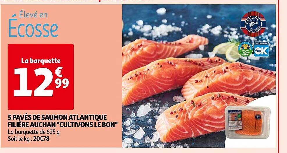 5 pavés de saumon atlantique filière auchan "cultivons le bon"