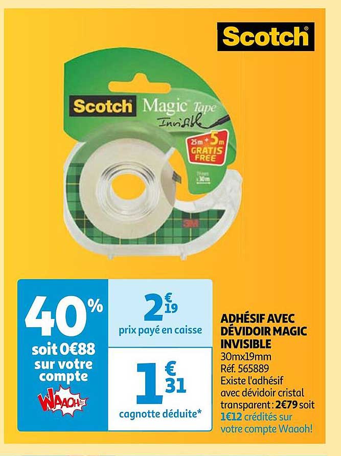 Adhésif Avec Dévidoir Magic Invisible Scotch