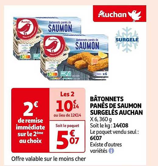 Bâtonnets Panés De Saumon Surgelés Auchan