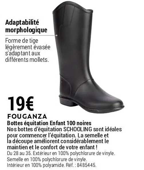 bottes équitation enfant 100 noires fouganza