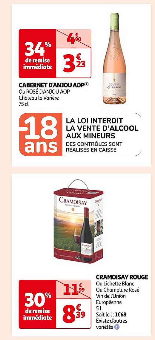 cabernet d'anjou aop, cramoisay rouge ou lichette blanc ou champlure rost vin de l'union européenne