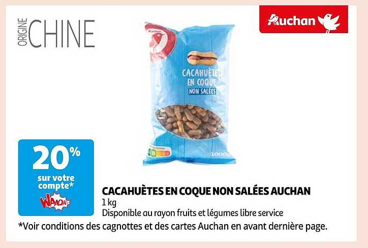 cacahuètes en coque non salées auchan
