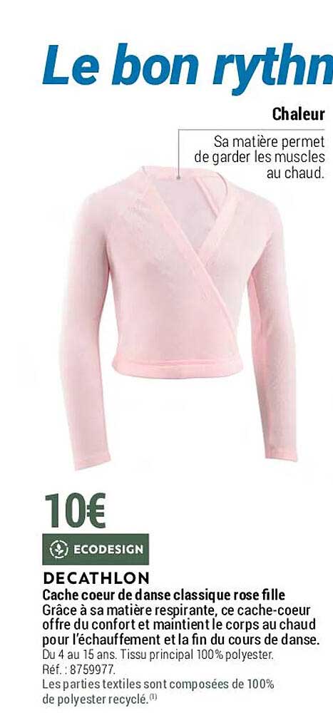cache cœur de danse classique rose fille decathlon